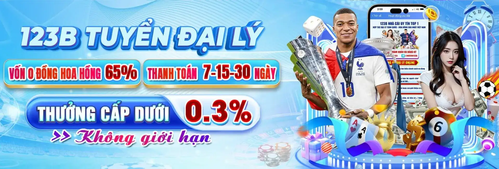 123b tuyển đại lý với hoa hồng 65%